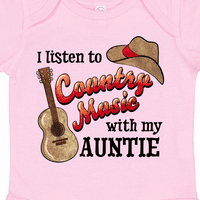 Inktastic koju slušam zemlju muziku sa mojom tetkom gitarom i šeširom za dječaka djeteta ili dječje