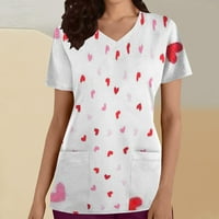 Valentinovo piling vrhovi za žene V izrez medicinska sestra Radna uniforma Smiješne ljubavne majice