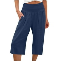 Azrijske pantalone za žene, žene plus veličine hlače labave široke noge visoki struk ravne casual hlače