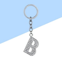 Etereauty Jednostavan elegantan pismonski lanac metalni metalni Rhinestones Key Ring Alphabet Keychain