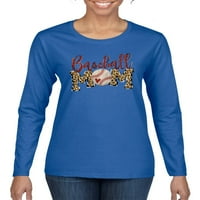 Baseball mama Tekstilni kolaž Sports Ženska grafička majica dugih rukava, Kraljevska, velika