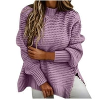 Sizzling Štednja wxlwzywl džemperi za žensko čišćenje plus veličine pulovene boje dugih rukava policajci, ležerni džemper na vrhu ljubičaste
