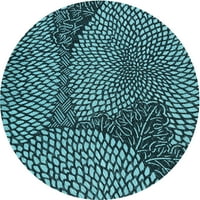 Ahgly Company u zatvorenom okruglom uzorkovima dubokih tealnih zelenih tepiha, 5 'kruga