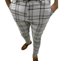 Ležerne pantalone za muškarce se protežu sa džepovima olovke na olovke mršave duge casual pantalone