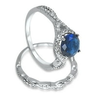 Njegova njena beskonačnost Srebro CZ Bridal Wedding Band Angažman prsten postavio ga tanka plava linija