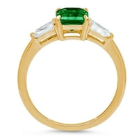 2. CT sjajan smaragdni rez simulirani smaragd 14k žuto zlato Trobotan prsten s 6 kamenim prstenom SZ