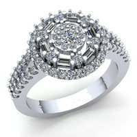 Real 1.5carat Round Cut Diamond Dame Bridal Halo Godišnjički angažman prsten od punog 14k ruža, bijelo ili žuto zlato GH I1