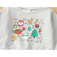 Eyicmarn Kid Božićna majica dugih rukava okrugla vrata Santa crtana bluza