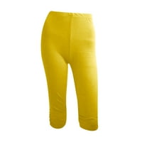 Wyongtao ženska dužina koljena kapri gamaše casual pune ljetne joge hlače vježbanje žuto xxxxl