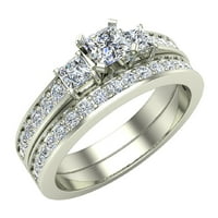 Set za vjenčani prsten za žene princeze presječena sadašnja sadašnja mladenka 14k bijelo zlato 1. Carat