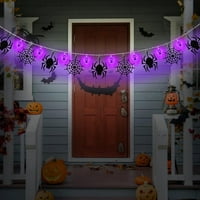Halloween String svjetla Dekoracija LED LED pauka Spise String svjetla sa ornamentnim banerom za Halloween unutarnje vanjske ukrase