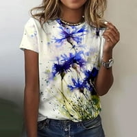 Kratka majica casual bluza Grafičke majice The Trendy tiskane košulje za žene Loase Fit Crewneck Dukseri