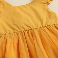 Eyicmarn Little Girl's Flyve haljina modne čvrste boje okrugla vrata mrežasta pređu šivanje a-line haljine