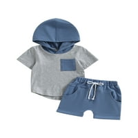 TODDLER Baby Boy Summer Odjeća Kratke hlače za dojenčad Postavlja džepne kapuljače Gornja elastične