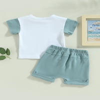 TODDLER Baby Boy ljetna odjeća Boja blok slova T majica Casual Hotsores set
