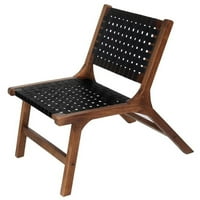 Maklaine 36 Drvena stolica od drveta tkana originalna kožna sjedala u orahu smeđa crna