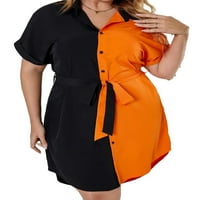 Ženska plus košulja Dress Colorblock ovratnik Batwing rukav Multicolor 2xl