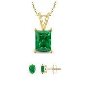 Pariz nakit 18k žuto zlato 2ct smaragd kvadratni ogrlica i okrugle minđuše