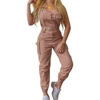Wozhidase Haljine za žene Jumpsuits za žene Dressy Podesive pozadinske hlače Solid u boji Džepne dizajn
