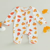 Huakaishijie Halloween Newborn Baby Girsts Foot Pijamas bundeve print dugih rukava TumperSuits