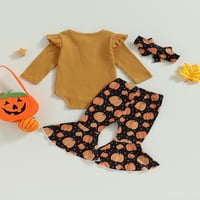 MA & Baby Halloween Baby Girls Fall Outfits Dugi rukavi Romper bundeve Ispiši pantalone + trake za glavu