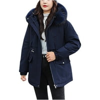Zimski kaputi za žene predimenzionirane jakne za zgusnuću ruku na kapuljaču od čvrstog u boji tuniki