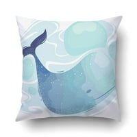 Whimbical Animal Ilustracija s plavim kitom Plivanje Sretno jastuk pokriva jastučnice