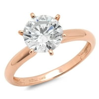 2. CT sjajan okrugli rez čist simulirani dijamant 18k ružičasto zlato pasijans prsten sz 6