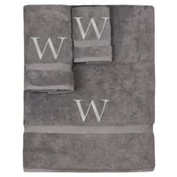 Monogramd set ručnika, personalizirani poklon, skup 3- srebrni blok slovo vezenog ručnika - dodatni