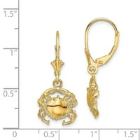 Jewels 14k žuti zlatni rakovi leverback naušnice visoki poljski i 2D