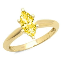 1CT Marquise Cut Yellow Simulirani dijamant 18k žuti zlatni godišnjički angažman prsten veličine 10,25