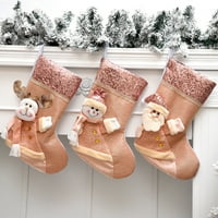 Sretni datum Božićne čarape Pletene Xmas Čarape Dvostrani kamin Viseći čarape za porodičnu božićnu ukrasu