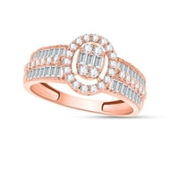 Art Deco Halo obećaj vjenčani angažman Split prsten s Splitom - 0. Carat okrugli i baguette Diamond