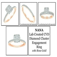 Nana laboratorija stvorila je CVD Diamond 1 2CTW Klaster za angažman prsten 10kt Ruža zlata veličine