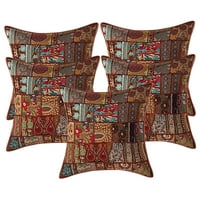 Stylo kultura Etnički vintage patchwork cvjetni kauč baca jastuk navlake Veliki smeđi boemski kućni