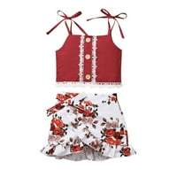 Odjeća za djecu Toddler Set čipke suknje ruffles tiskani vrhovi cvjetni suspenders bodi