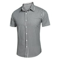 Muški gumb dolje Striped majice Ljeto rever kratki rukav Ležerne majice vrhovi modni džepni radni plažni