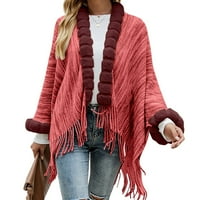 Ketyyh-Chn Ženski džemper Otvoreno prednji povremeni puni kaput u boji džemper crvena, jedna veličina