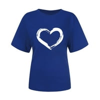 Žene ljetne vrhove kratkih rukava Crewneck Ispis u obliku srca, majica za bluza