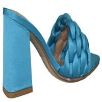 Soda cipele za žene blokiraju sandale visoke pete pletenica Kvadrat trga satena shauna-s tirkizna plava