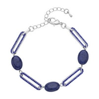 Trgovina LC Lapis Lazuli Plavi kristal Oval silvertni papir Clip Clip Narukvica za žene Nakit Pokloni