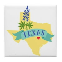 Cafepress - Texas State Outline Bluebonnet Cvijet - TILE COASTER, pijte podmetač
