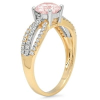 1.27ct okrugli rez ružičasti simulirani dijamant 14k žuti bijeli zlatni ugraving izjava bridalna godišnjica