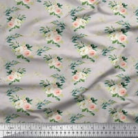 Soimoi Beige Pamučna proizvodna tkanina Ranunculus & Roses cvjetna ispis tkanina od dvorišta široko