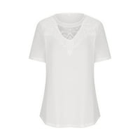 Ganfancp ženska modna okrugla vrata kratkih rukava Ležerna majica za bluze Ležerne prilike, veličina