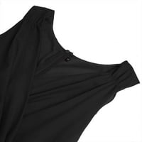 Outfmvch haljina s dugim rukavima za žene V-izrez Čista bez rukava Ležerne prilike bez rukava Vintage