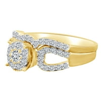 0. CTTW okrugli rez bijeli prirodni dijamantski vjenčani prsten 10k čvrsto žuto zlato zvona veličine-5