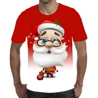 Aufmer Plus size Ispise na majicama za muškarce muški casual okrugli vrat Božićni santa claus 3D digitalni