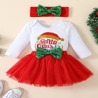 Vijeka božićne suknje za novorođene dječje suknje set sa dugim rukavima, kombinezon za ispis + luk suknje