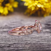 Princess Cut 1. Carat morgatni zaručnički prsten na 10k ružin zlatni dijamantski pojas Obećaj prsten milgrain godišnjica poklon mladenka